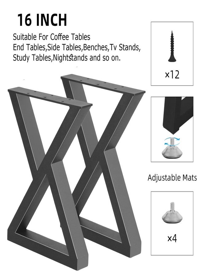 Rioychan 16 '' Metal Bench Coffee Table Legs, Heavy Duty Replacement Furniture Legs for DIY Modern Desks, Night Stands, Bench, Sofa, Dining Tables Set of 2(Bear Up to 800lb) - Image 3